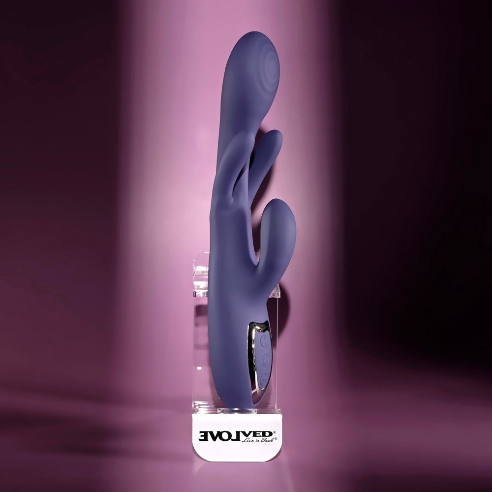 Evolved BOW DOWN - Purple USB Rechargeable Rabbit Vibrator - silkandsin