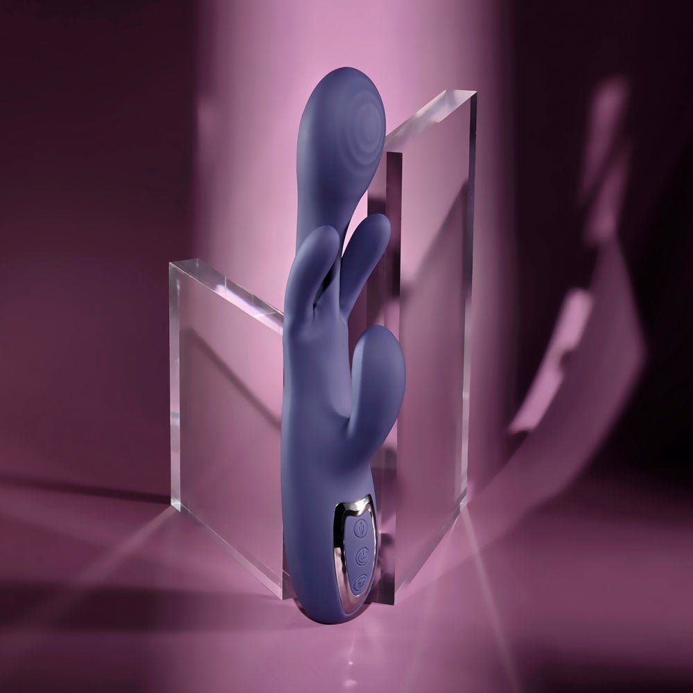 Evolved BOW DOWN - Purple USB Rechargeable Rabbit Vibrator - silkandsin