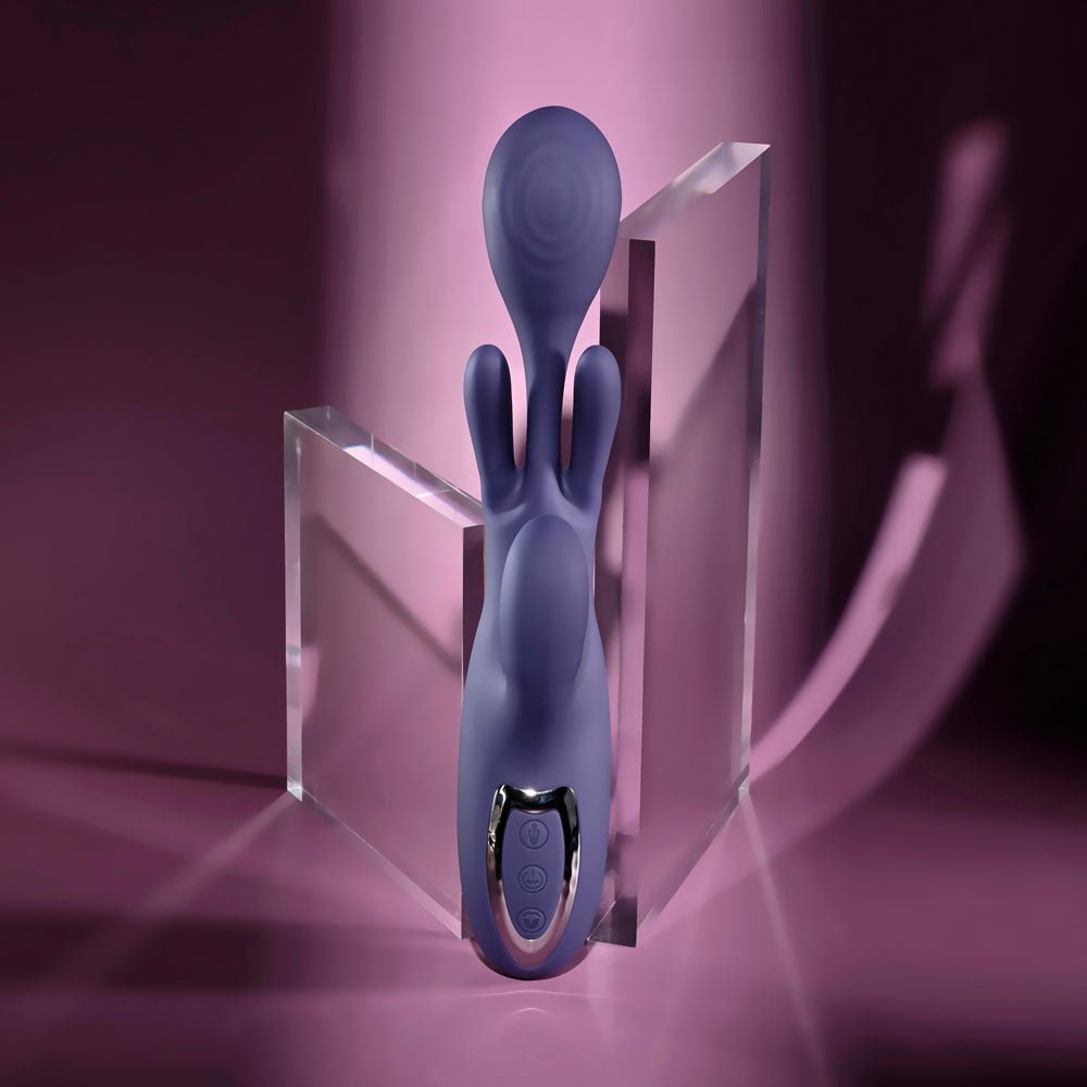Evolved BOW DOWN - Purple USB Rechargeable Rabbit Vibrator - silkandsin