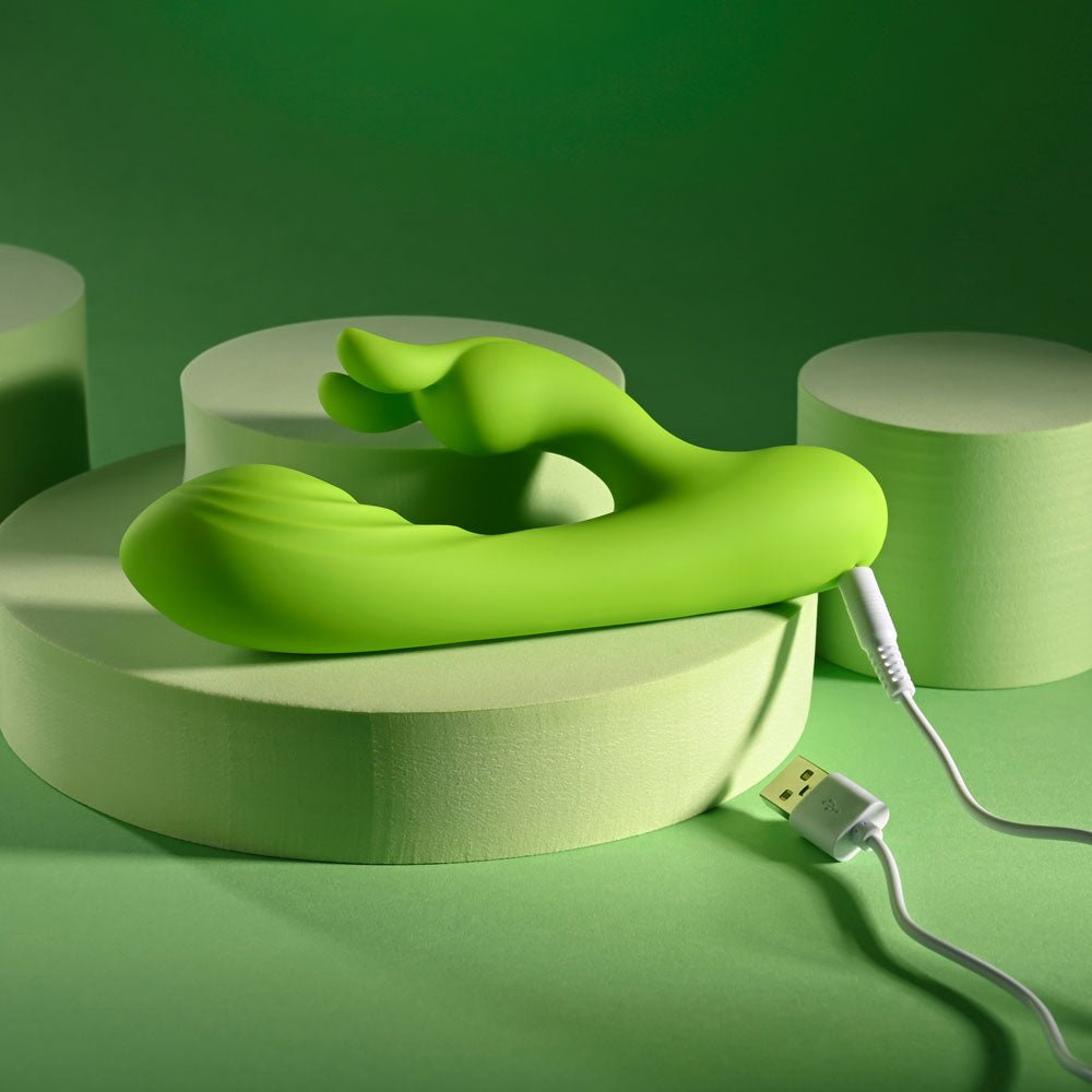 Evolved BRAT BUNNY - Green 16.2 cm USB Rechargeable Rabbit Vibrator - Silk and Sin