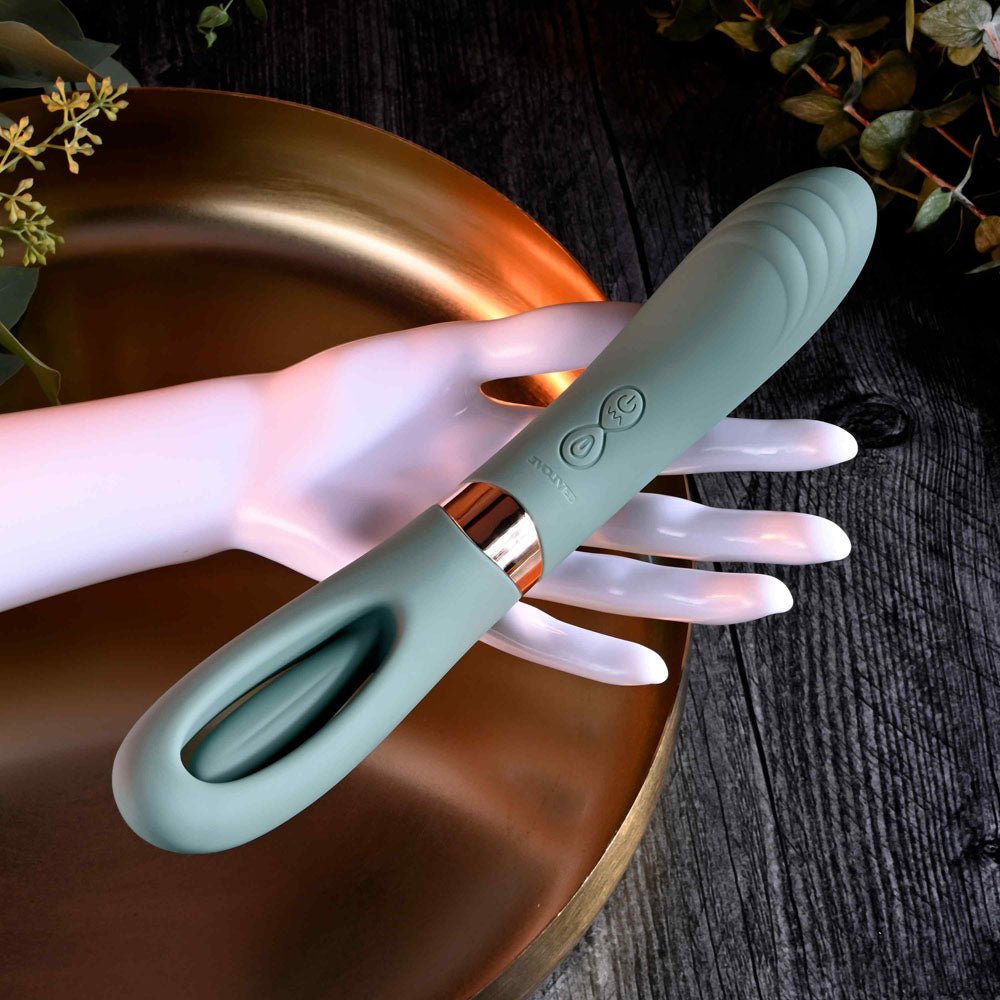 Evolved CHICK FLICK - Olive Green 24 cm USB Rechargeable Vibrator with Flicking Tip - Silk and Sin