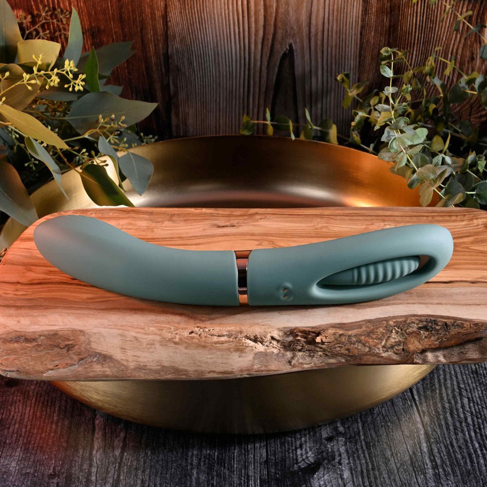 Evolved CHICK FLICK - Olive Green 24 cm USB Rechargeable Vibrator with Flicking Tip - Silk and Sin