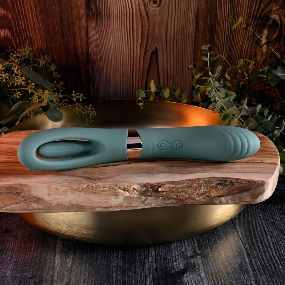 Evolved CHICK FLICK - Olive Green 24 cm USB Rechargeable Vibrator with Flicking Tip - Silk and Sin
