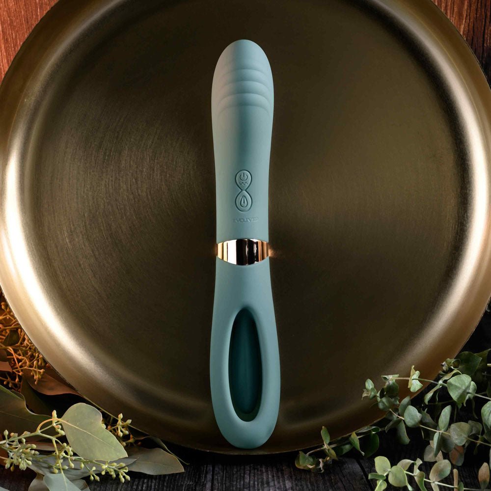 Evolved CHICK FLICK - Olive Green 24 cm USB Rechargeable Vibrator with Flicking Tip - Silk and Sin