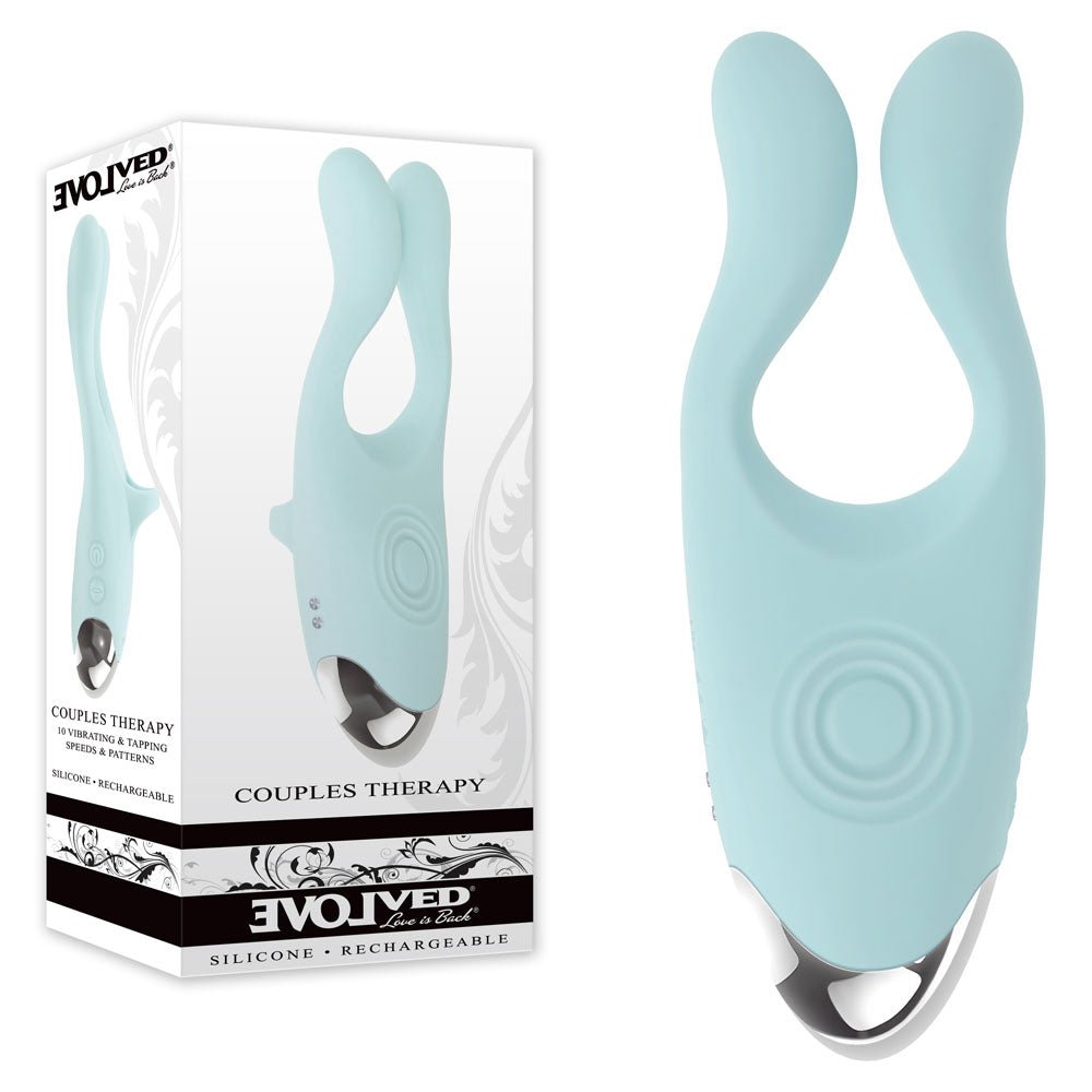 Evolved COUPLES THERAPY - Teal USB Rechargeable Couples Stimulator - Silk and Sin