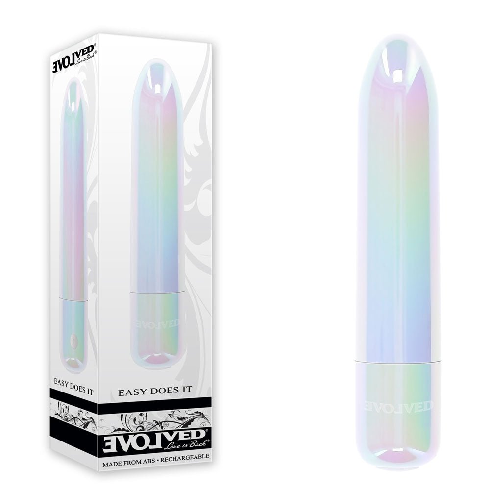 Evolved EASY DOES IT - Pearlescent White 10 cm USB Rechargeable Bullet - Silk and Sin