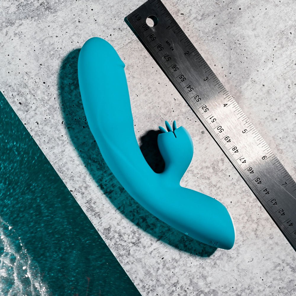 Evolved FIERCE FLICKER - Blue 19.5 cm USB Rechargeable Rabbit Flicker Vibrator - Silk and Sin