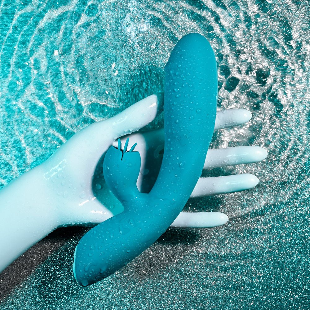 Evolved FIERCE FLICKER - Blue 19.5 cm USB Rechargeable Rabbit Flicker Vibrator - Silk and Sin