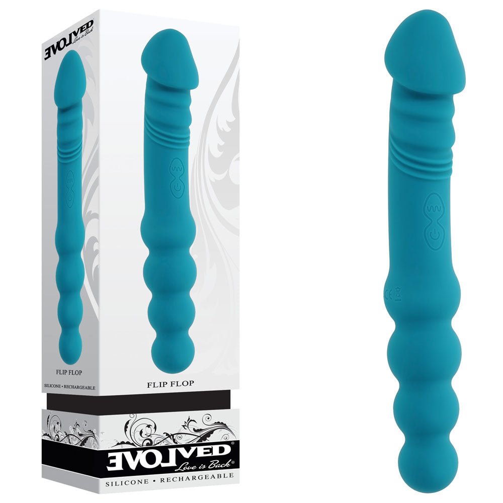 Evolved FLIP FLOP - Blue 23.1 cm USB Rechargeable Dual Ended Vibrator - Silk and Sin