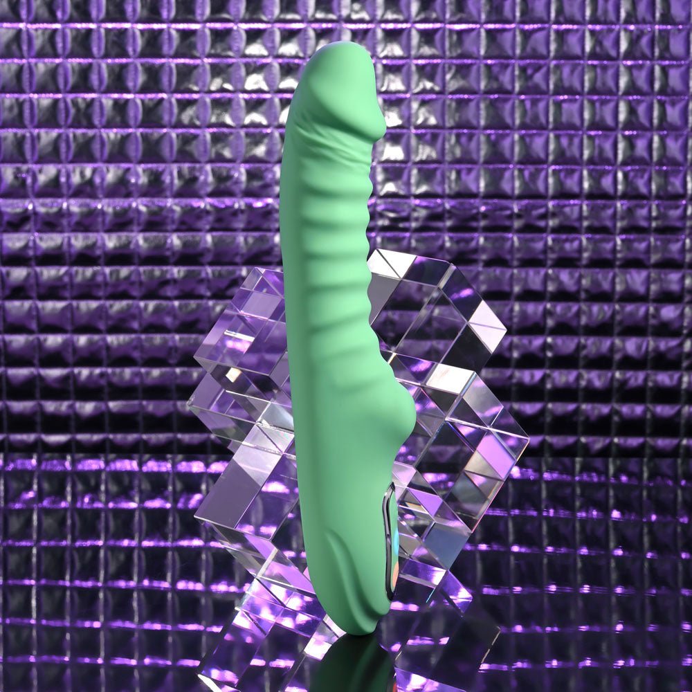 Evolved FULL THROTTLE - Mint Green 24.1 cm USB Rechargeable Vibrator - Silk and Sin