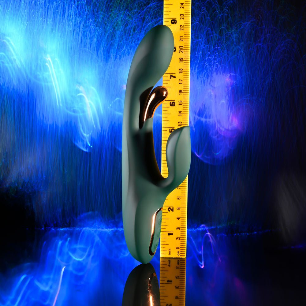 Evolved GOLDEN GODDESS - Green USB Rechargeable Rabbit Vibrator with G-Spot Flicker - Silk and Sin