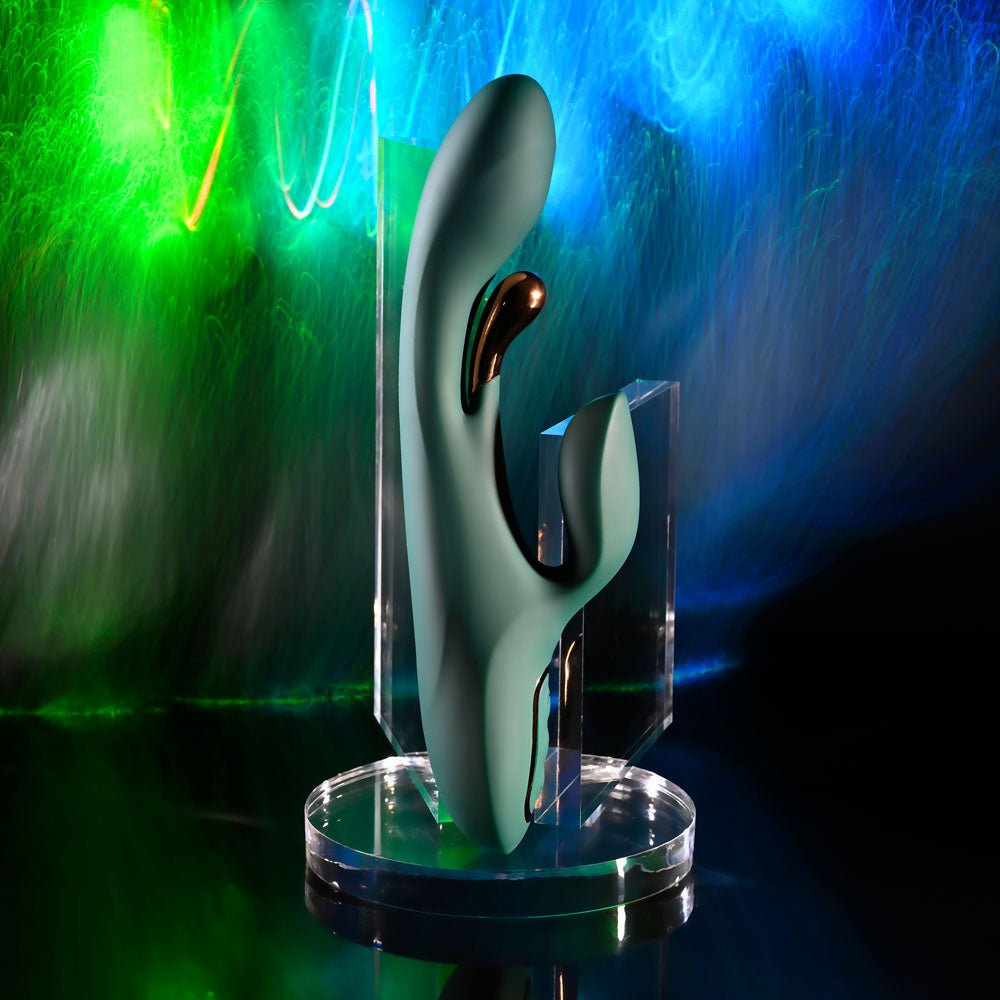 Evolved GOLDEN GODDESS - Green USB Rechargeable Rabbit Vibrator with G-Spot Flicker - Silk and Sin
