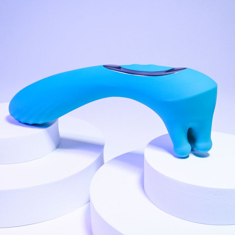 Evolved HEADS OR TAILS - Blue 19.3 cm USB Rechargeable Dual Ended Massager - Silk and Sin
