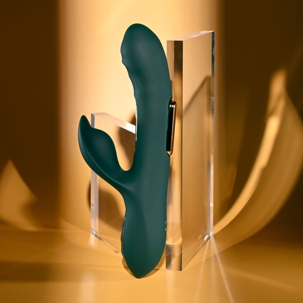 Evolved HEART OF GOLD - Green USB Rechargeable Rabbit Vibrator - silkandsin