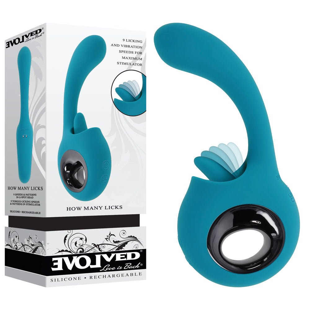 Evolved HOW MANY LICKS - Blue 17.8 cm USB Rechargeable Vibrator with Flicking Stimulator - Silk and Sin