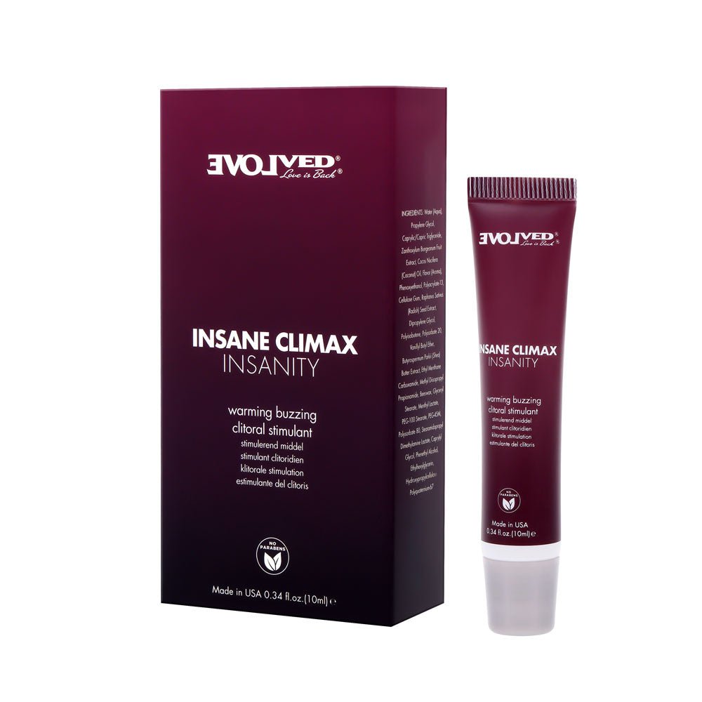 Evolved INSANE CLIMAX - INSANITY - Warming Buzzing Clitoral Stimulation Gel - 10 ml - Silk and Sin