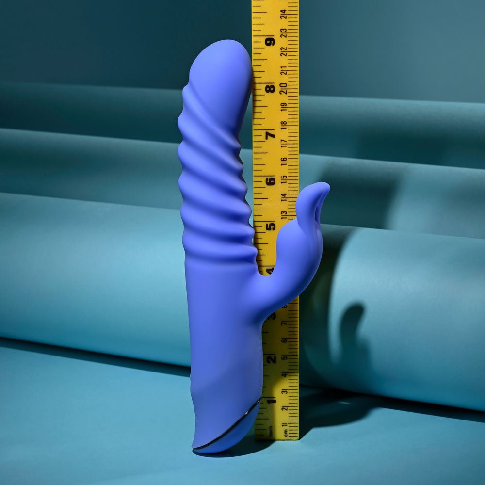 Evolved KNOCK KNOCK - Purple 22.9 cm USB Rechargeable Rabbit Vibrator with Flicking Head - Silk and Sin
