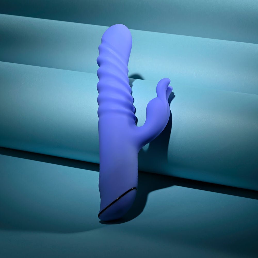Evolved KNOCK KNOCK - Purple 22.9 cm USB Rechargeable Rabbit Vibrator with Flicking Head - Silk and Sin