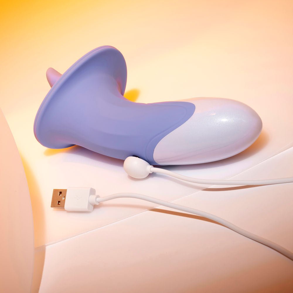 Evolved LIX & KISSES - Purple 18.7 cm USB Rechargeable Flicking Tongue Stimulator - Silk and Sin