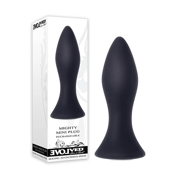 Evolved Mighty Mini Plug - Black 8.9 cm (3.5'') USB Rechargeable Butt Plug - Silk and Sin