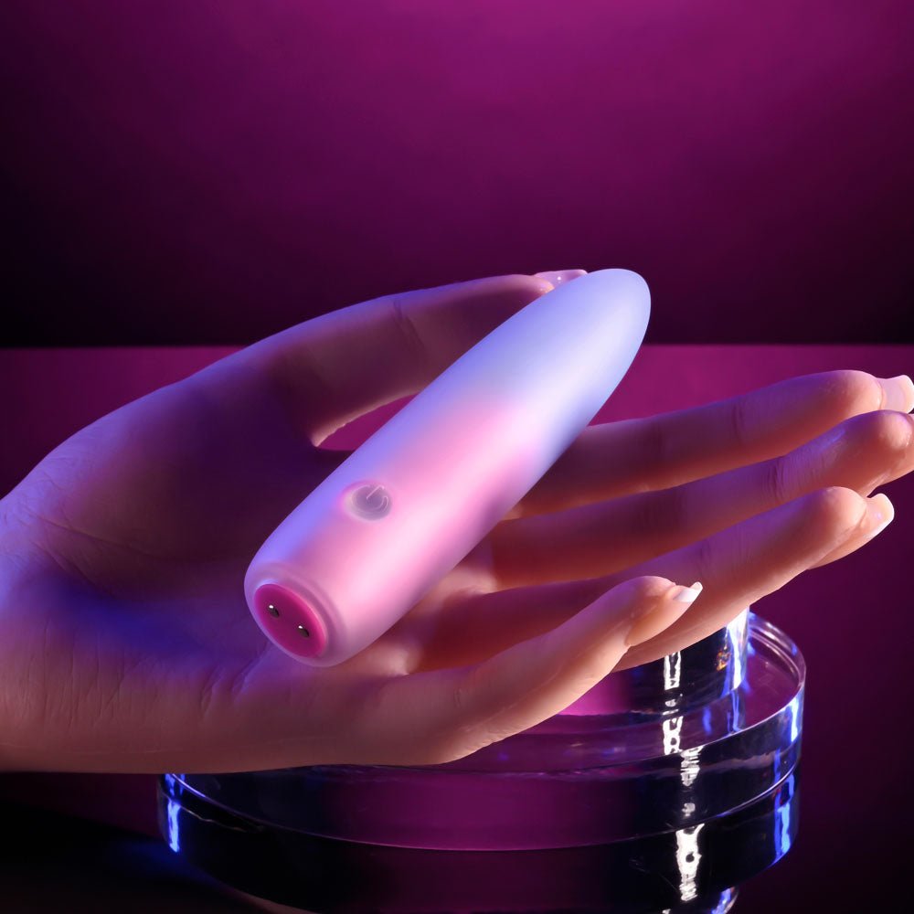 Evolved PARADISE BULLET - Pink/Purple 10.2 cm USB Rechargeable Bullet - Silk and Sin