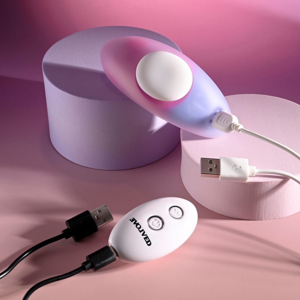 Evolved PARADISE PANTY - Pink/Purple USB Rechargeable Panty Vibrator with Remote Control - Silk and Sin