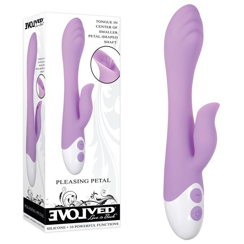 Evolved PLEASING PETAL - Lilac 19.7 cm USB Rechargeable Rabbit Vibrator - Silk and Sin