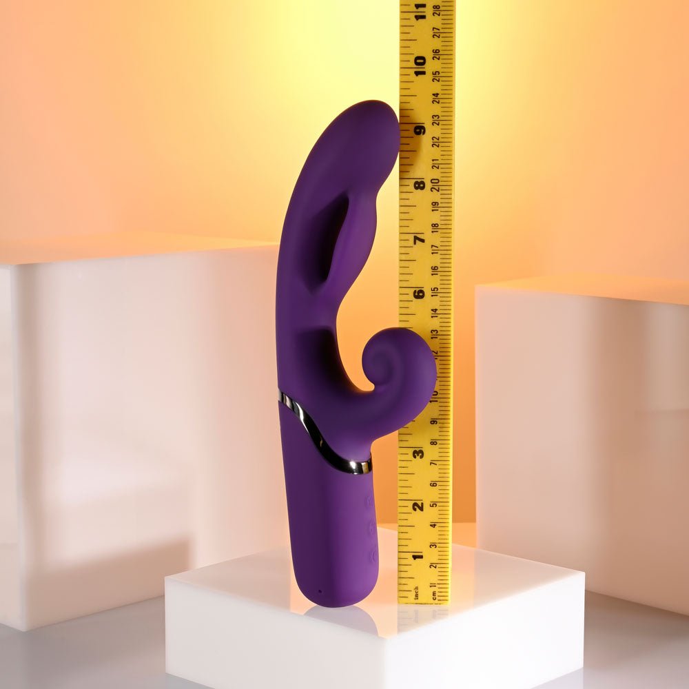 Evolved PLEASURE PUFF - Purple 24.1 cm USB Rechargeable Inflatable Rabbit Vibrator - Silk and Sin