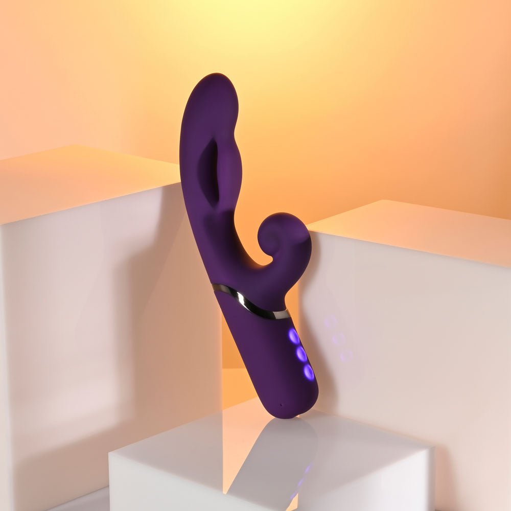 Evolved PLEASURE PUFF - Purple 24.1 cm USB Rechargeable Inflatable Rabbit Vibrator - Silk and Sin