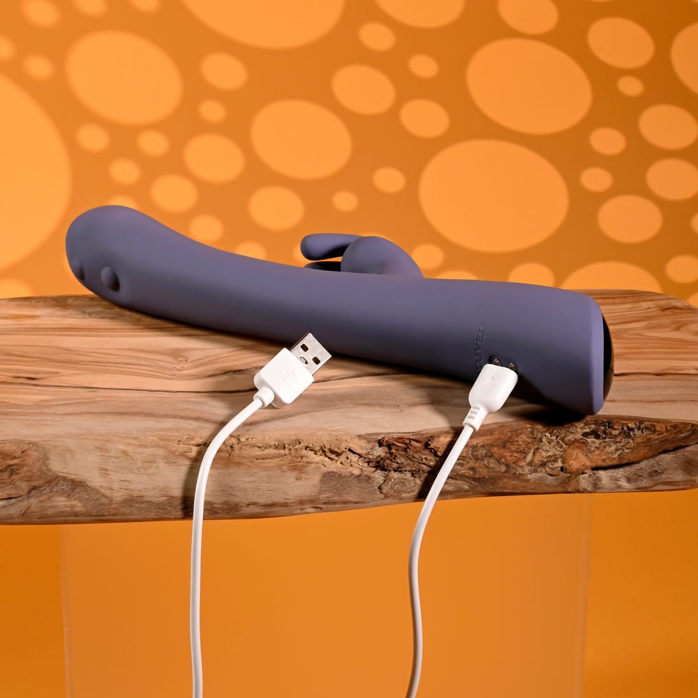 Evolved POPPIN GOOD TIME - Purple 20 cm USB Rechargeable Rabbit Vibrator - silkandsin