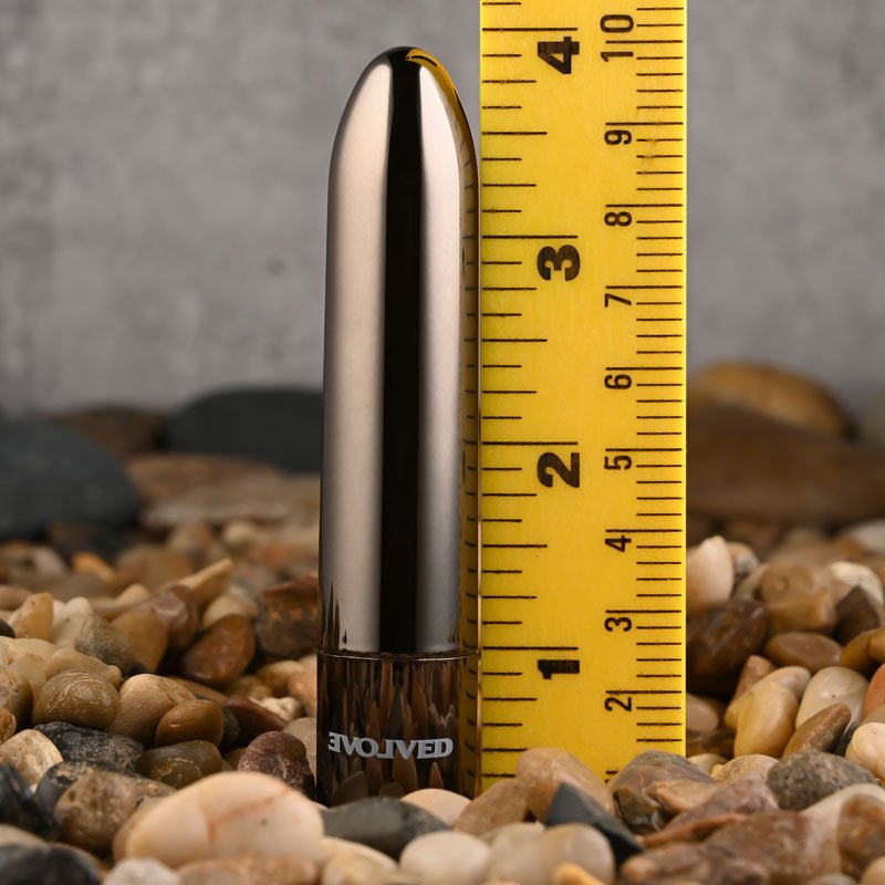 Evolved REAL SIMPLE - Black Chrome 10 cm USB Rechargeable Bullet - Silk and Sin