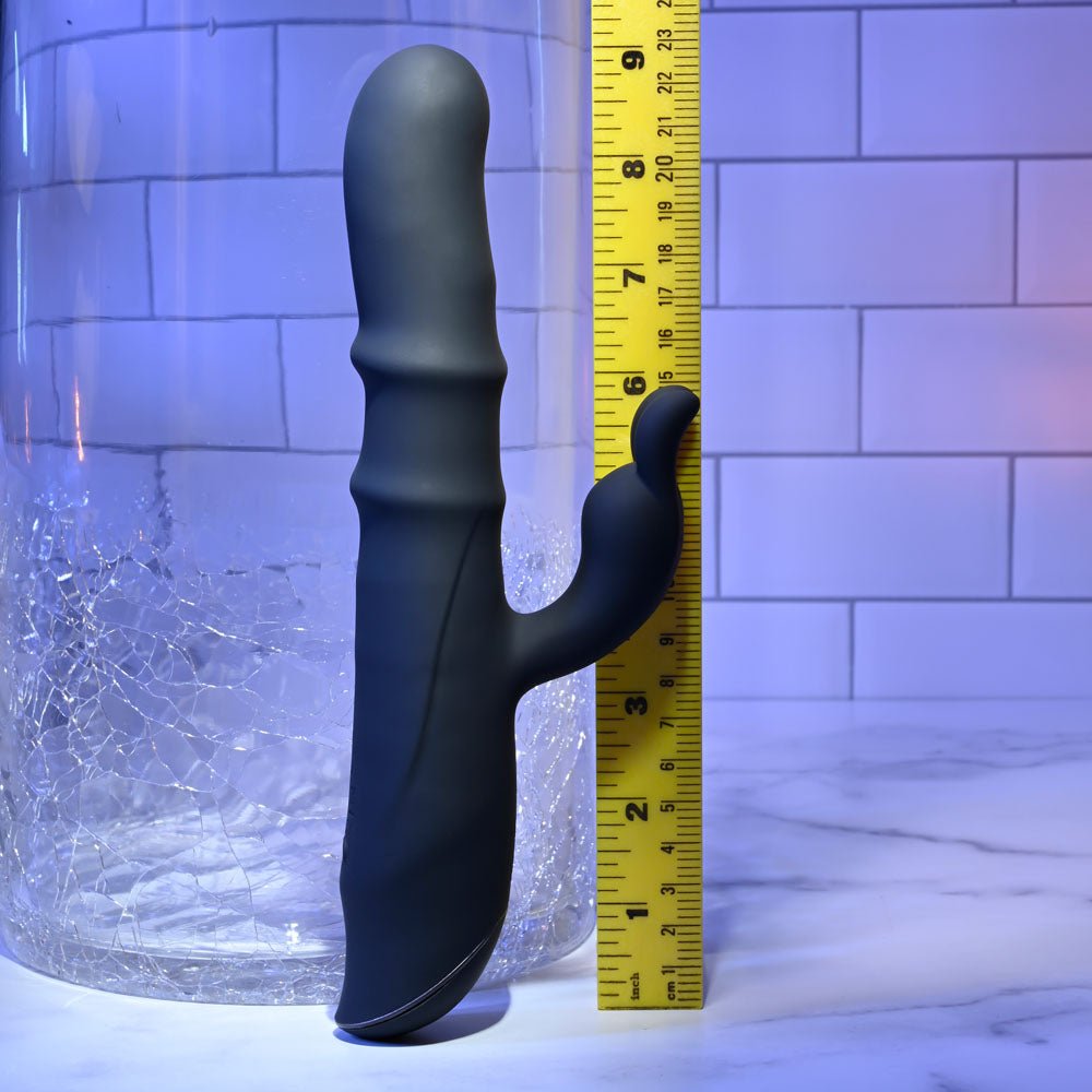 Evolved RINGMASTER - Black 23.1 cm USB Rechargeable Rabbit Vibrator - Silk and Sin