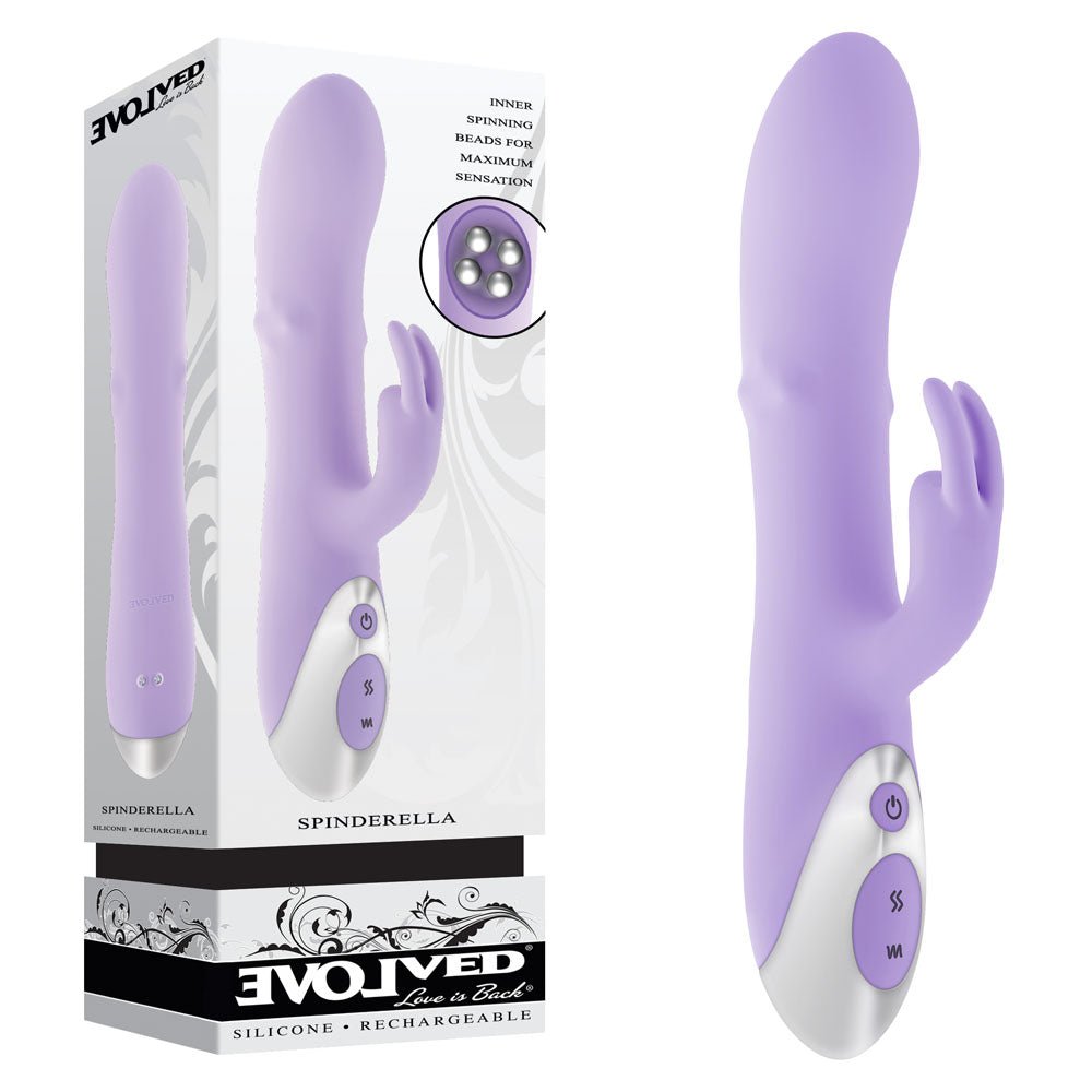 Evolved SPINDERELLA - Purple USB Rechargeable Rabbit Vibrator - Silk and Sin