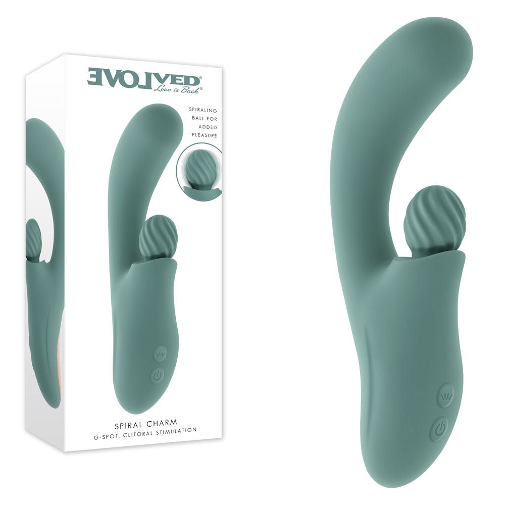 Evolved SPIRAL CHARM - Green 18 cm USB Rechargeable Rabbit Vibrator - Silk and Sin