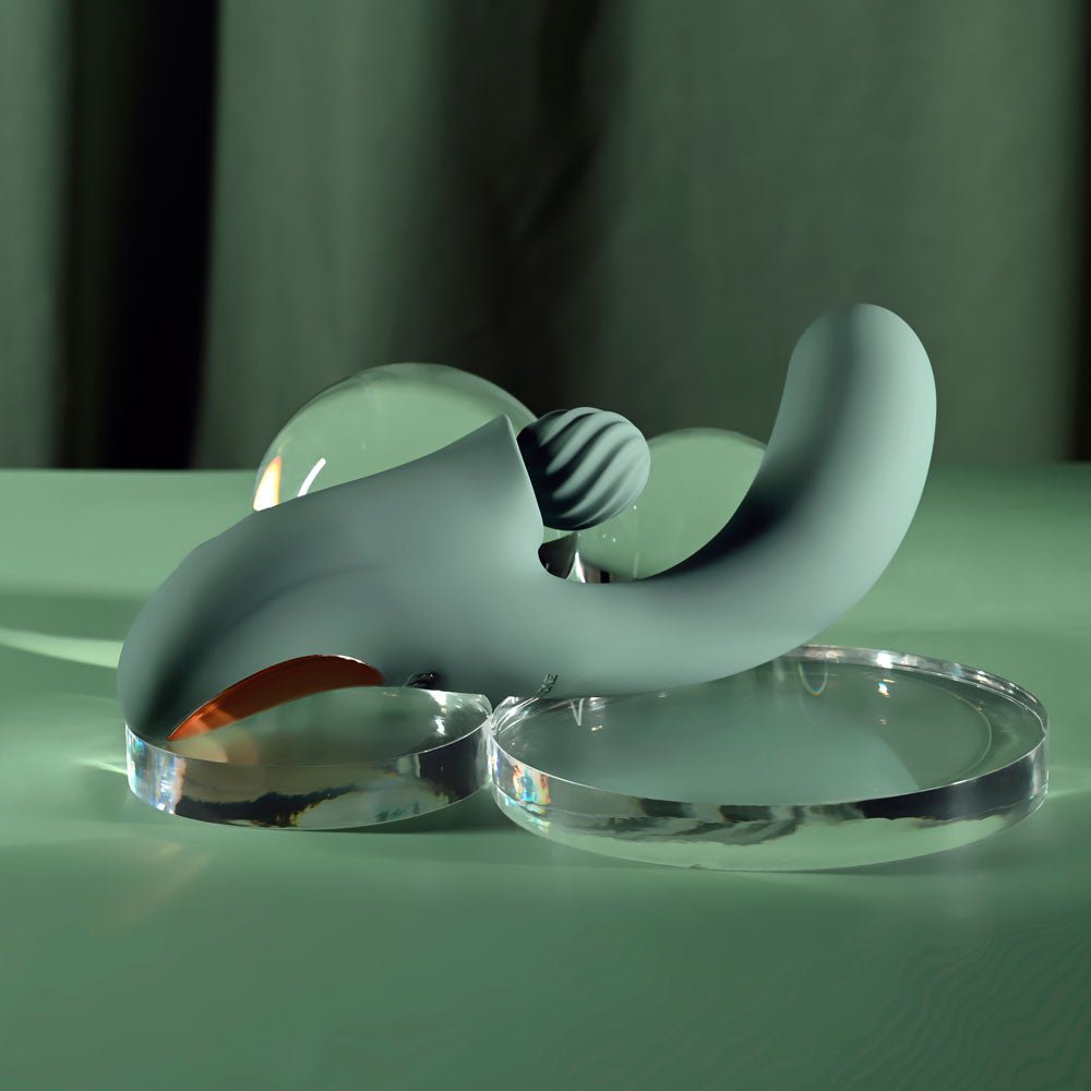 Evolved SPIRAL CHARM - Green 18 cm USB Rechargeable Rabbit Vibrator - Silk and Sin