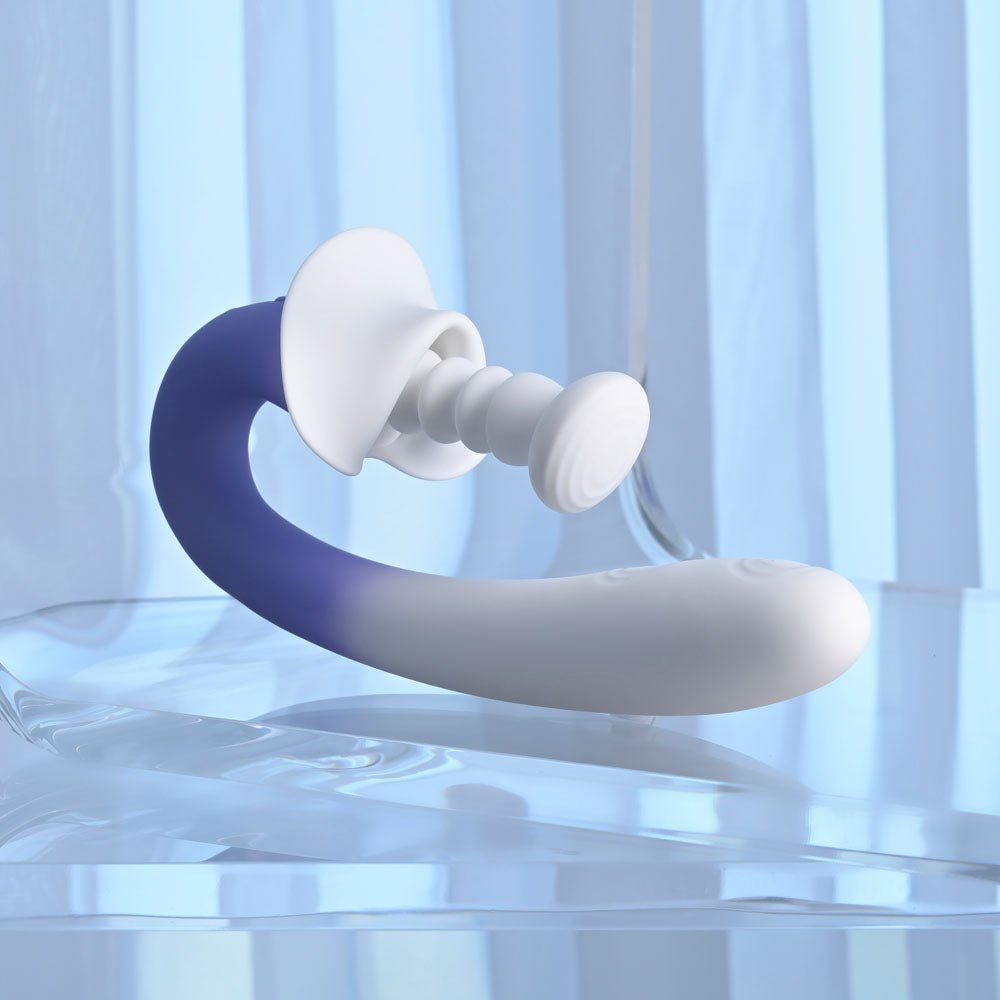 Evolved SPRING LOADED - White/Purple 23 cm USB Rechargeable Multi-Tapping Vibrator - Silk and Sin
