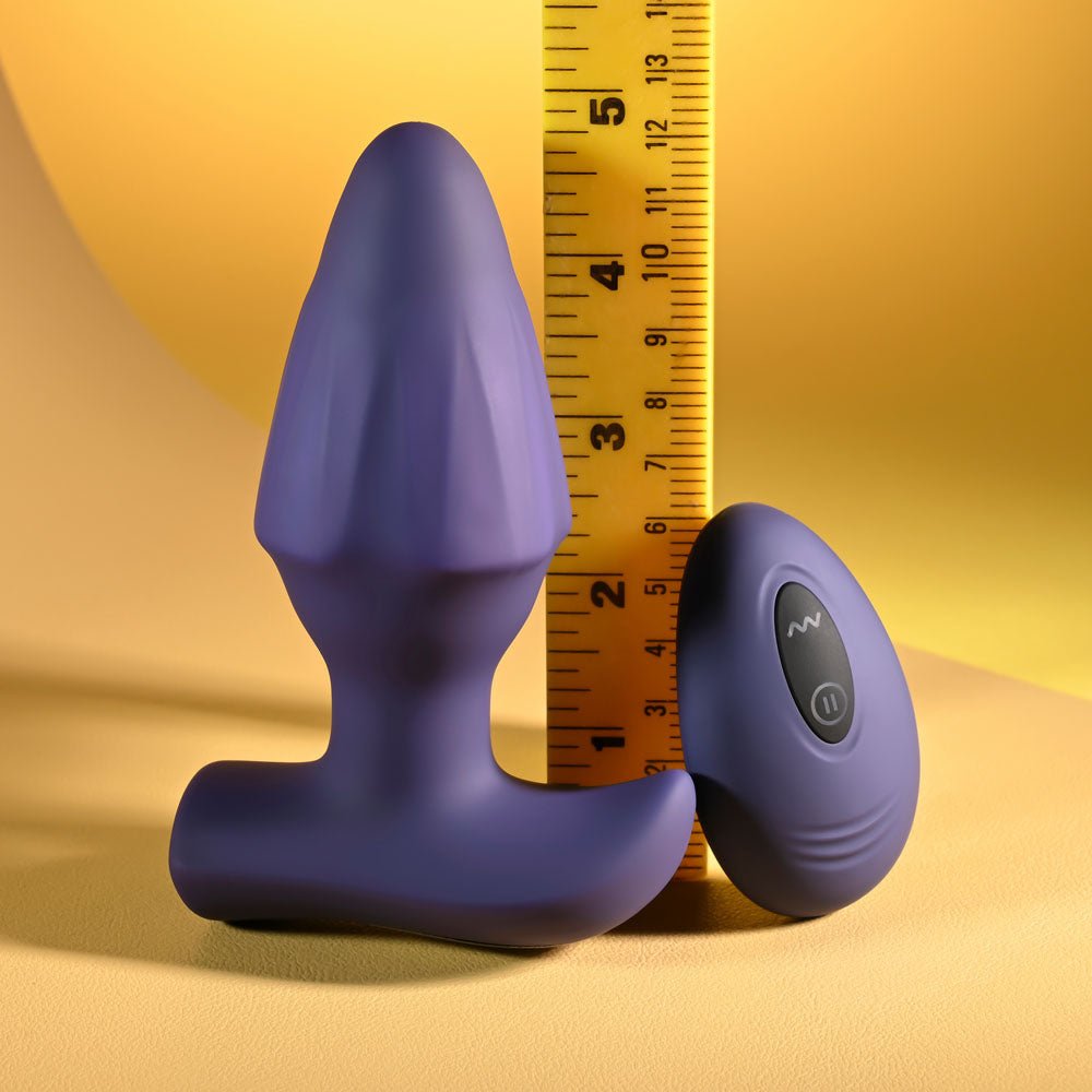 Evolved STARBURST - Purple 10.1 cm USB Rechargeable Vibrating Butt Plug with Wireless Remote - Silk and Sin
