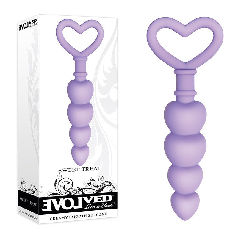 Evolved Sweet Treat - Purple 11.5 cm Beaded Butt Plug with Handle - Silk and Sin