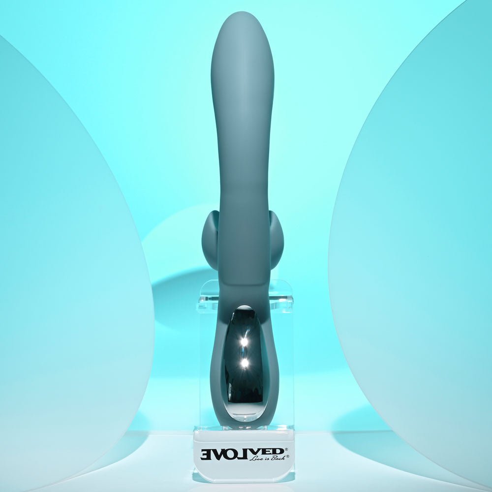 Evolved TAKE YOUR FLICK - Grey 24.1 cm USB Rechargeable Vibrator with Flicking Clitoral Stimulator - Silk and Sin