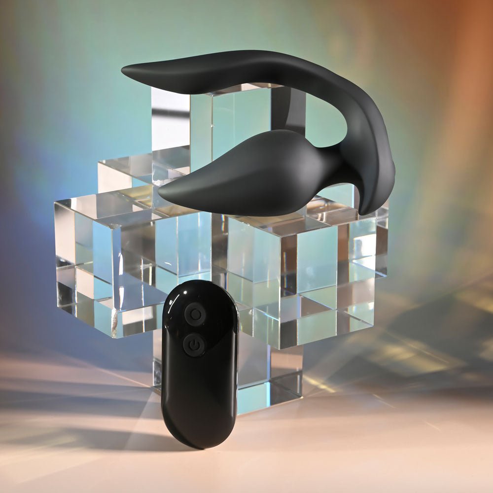 Evolved THE GENIE - Black 11.2 cm USB Rechargeable Vibrating Plug with Wireless Remote - Silk and Sin