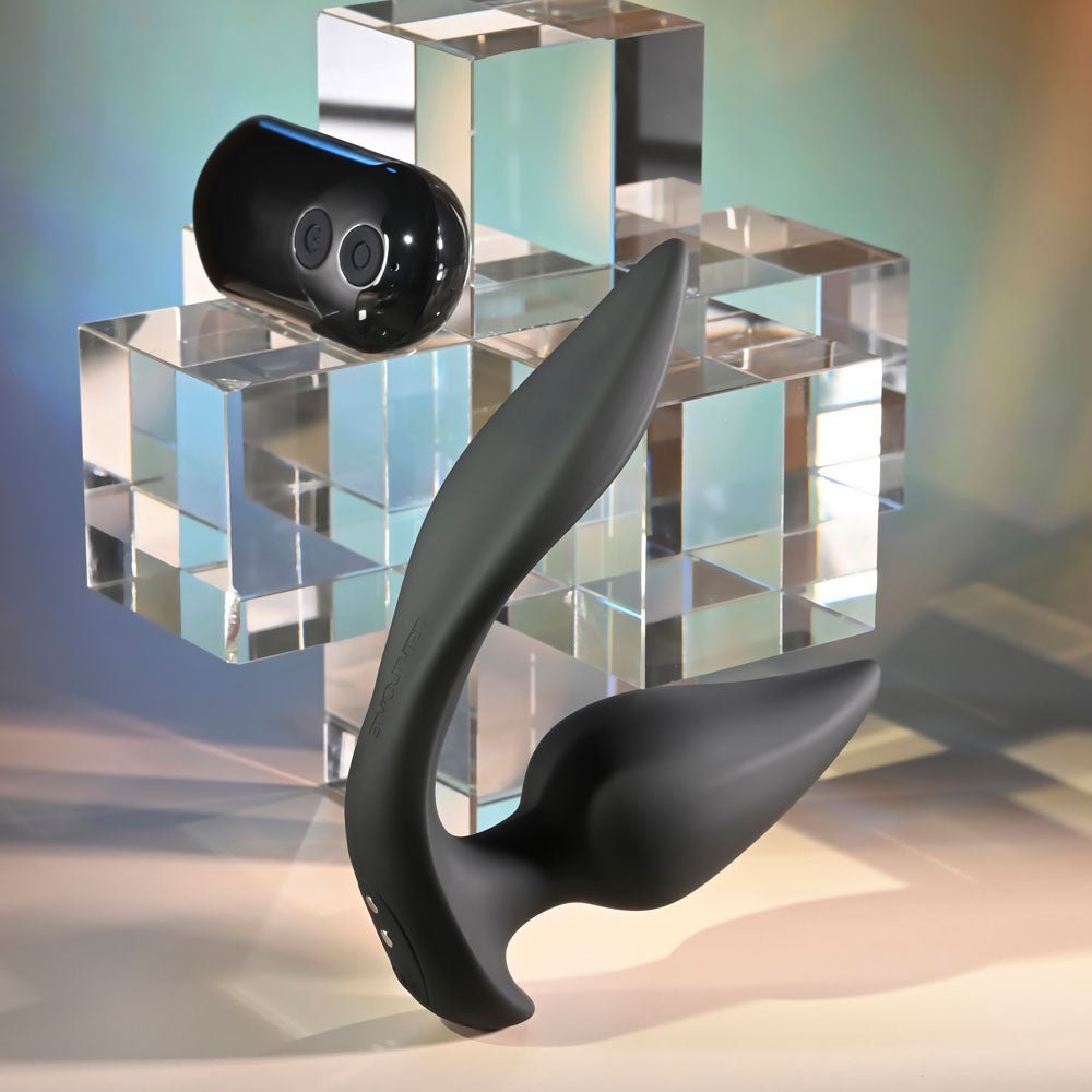 Evolved THE GENIE - Black 11.2 cm USB Rechargeable Vibrating Plug with Wireless Remote - Silk and Sin