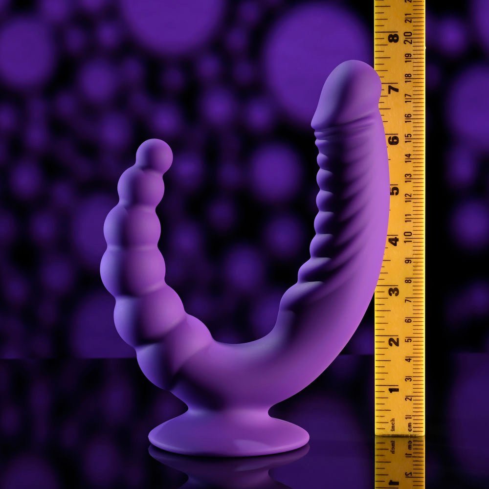 Evolved THE RIDER - Purple USB Rechargeable Double Ended Vibrator with Wireless Remote - Silk and Sin