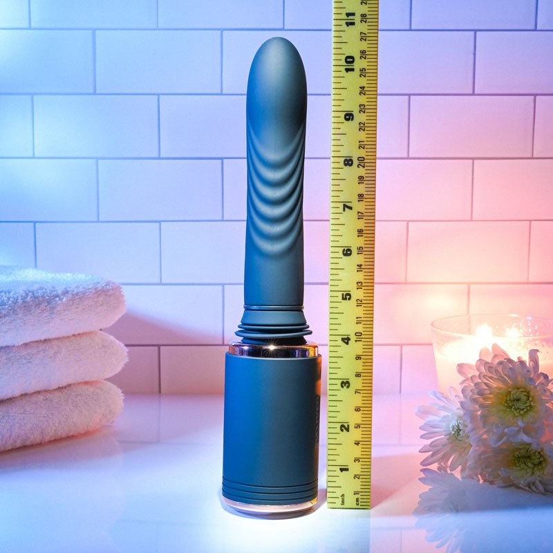 Evolved TOO HOT TO HANDLE - Black USB Rechargeable Thrusting Vibe with Stand - Silk and Sin