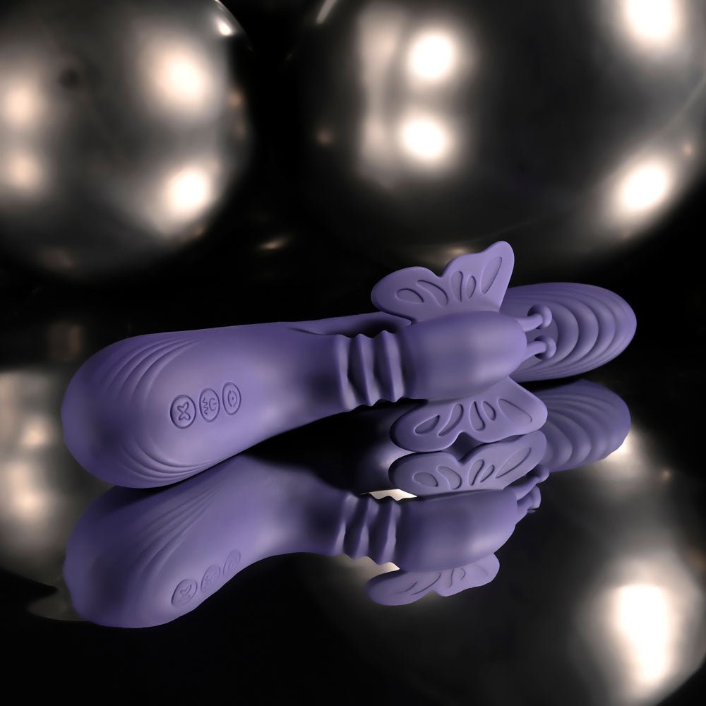 Evolved WINGS OF FRENZY - Purple USB Rechargeable Butterfly Vibrator - Silk and Sin