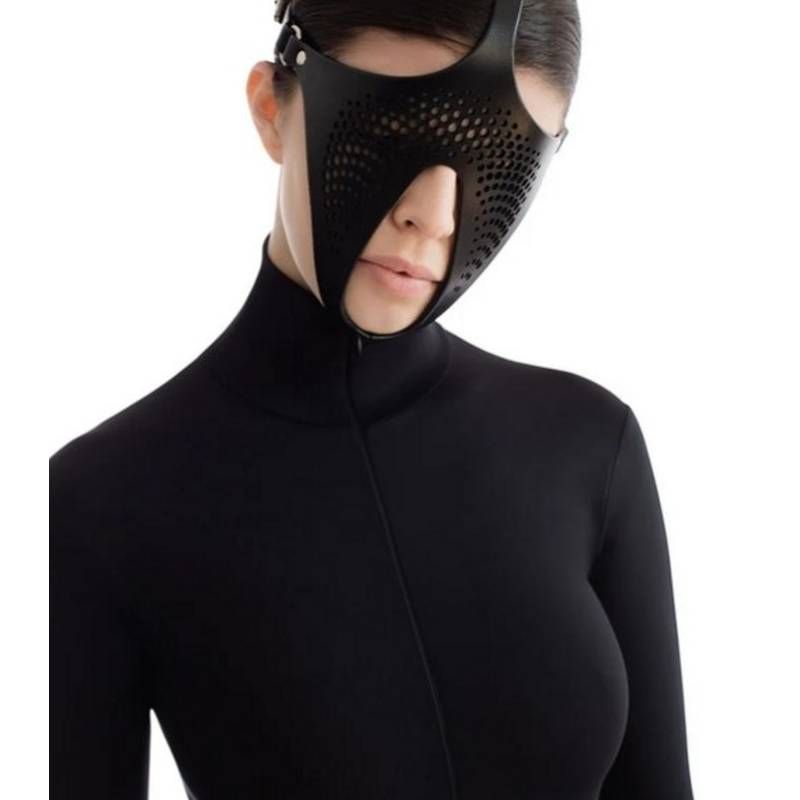 Ex Machina Genuine Leather Mask Black - Silk and Sin