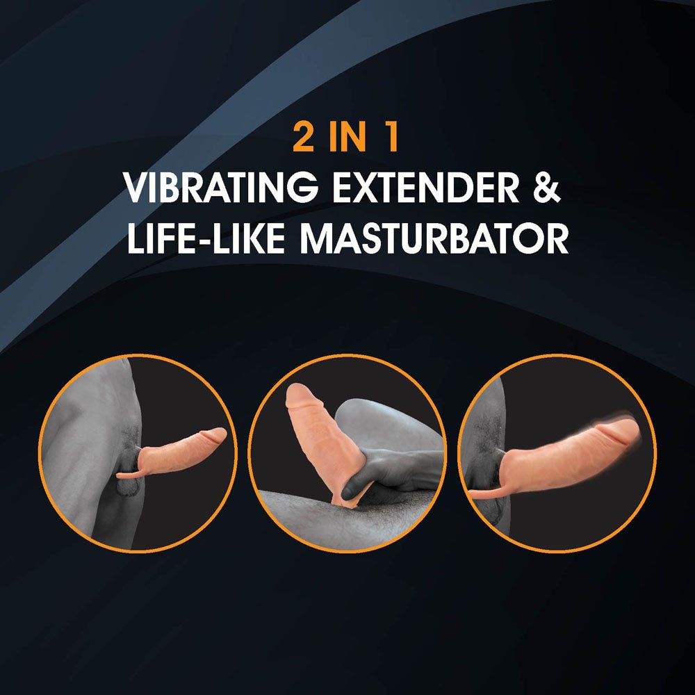 Extendor+ - Flesh 2 Inch Vibrating Penis Extender and Stroker - Silk and Sin