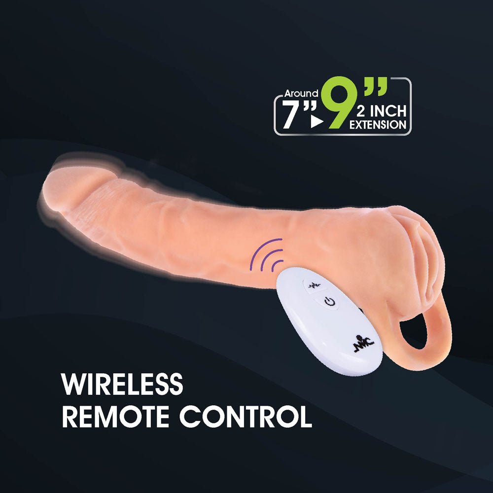 Extendor+ - Flesh 2 Inch Vibrating Penis Extender and Stroker - Silk and Sin