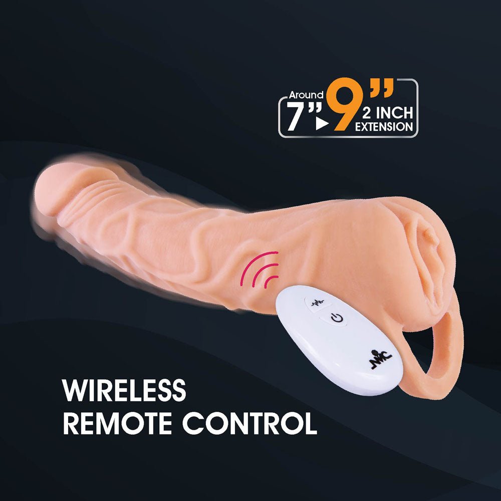 Extendor+ - Flesh 2 Inch Vibrating Penis Extender and Stroker - Silk and Sin