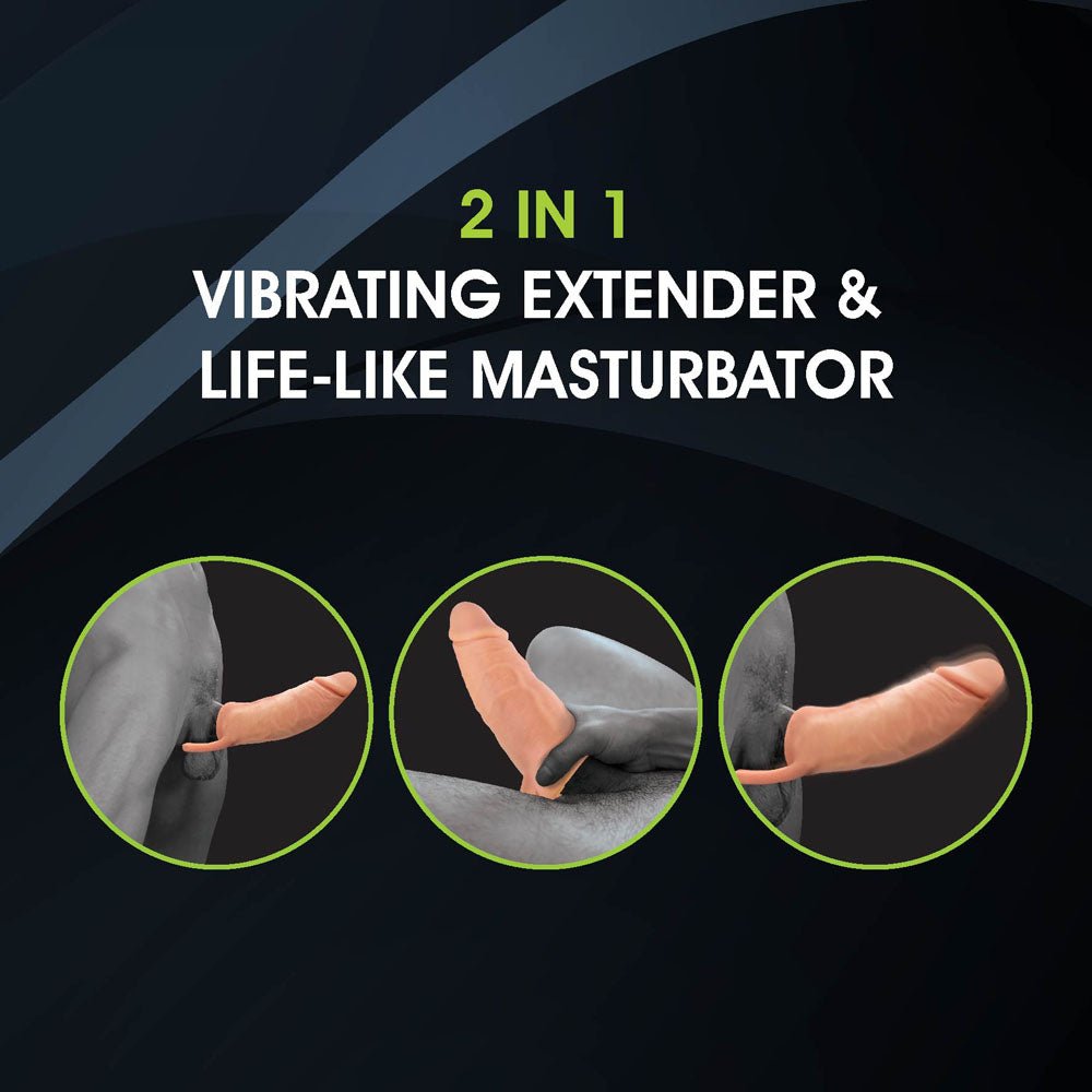 Extendor+ - Flesh 2 Inch Vibrating Penis Extender and Stroker - Silk and Sin