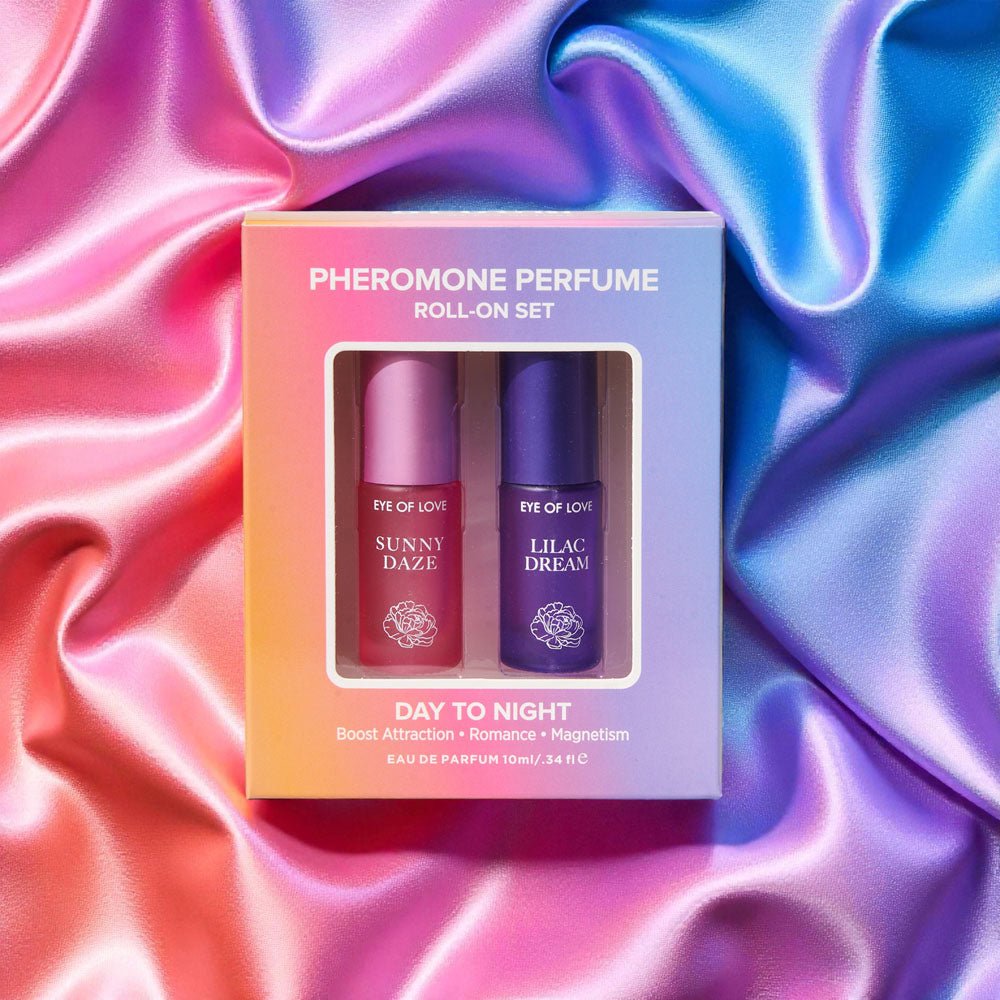 Eye Of Love Love In Bloom Pheromone Perfume Roll-On Set - Day to Night (Sunny Daze & Lilac Dream) Pheromone Perfume Oils for Women to attract Men - 10 ml Roll On Bottles - Silk and Sin